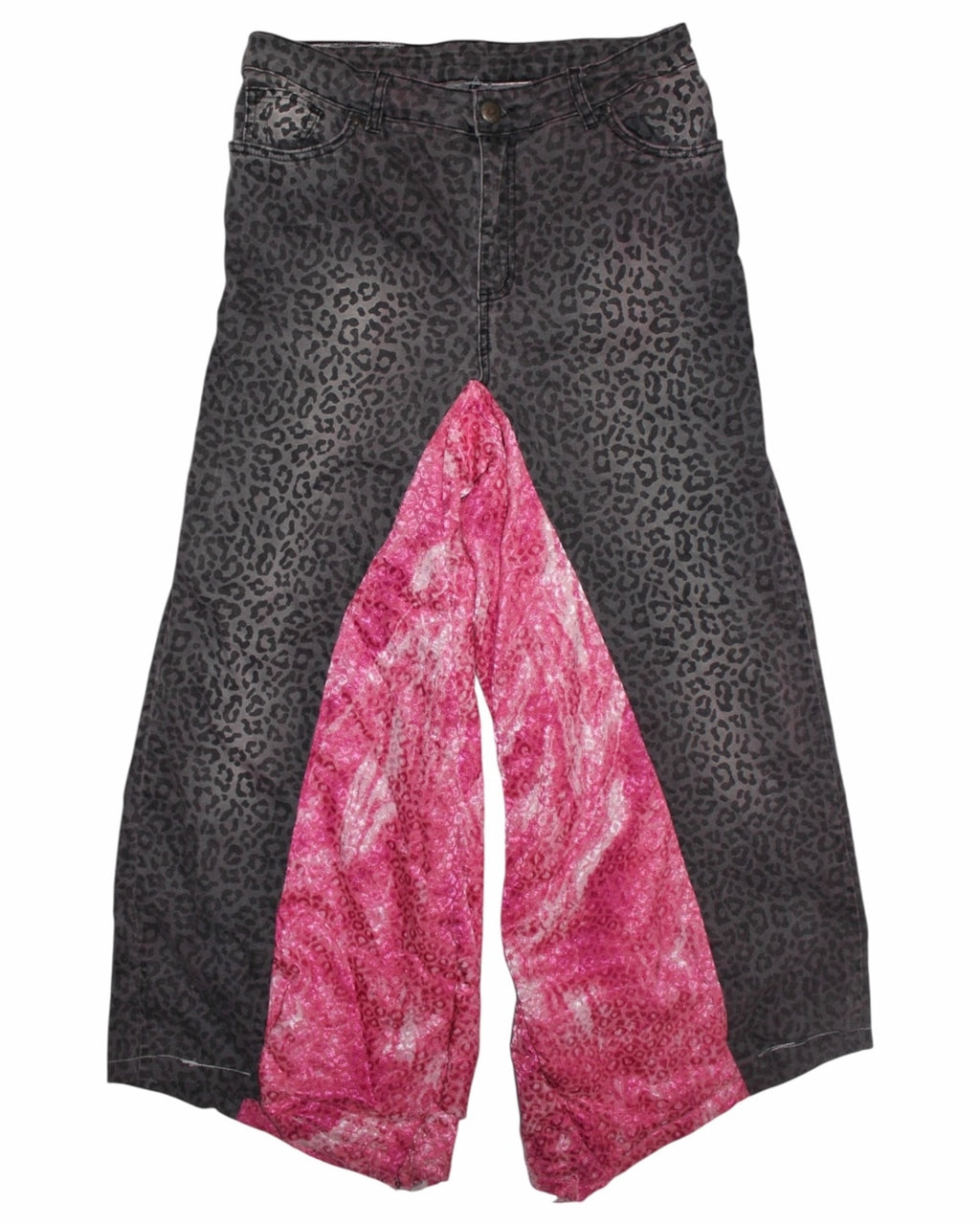 "REALITY ROMANCE" CEETAH HUGE DENIM PANTS