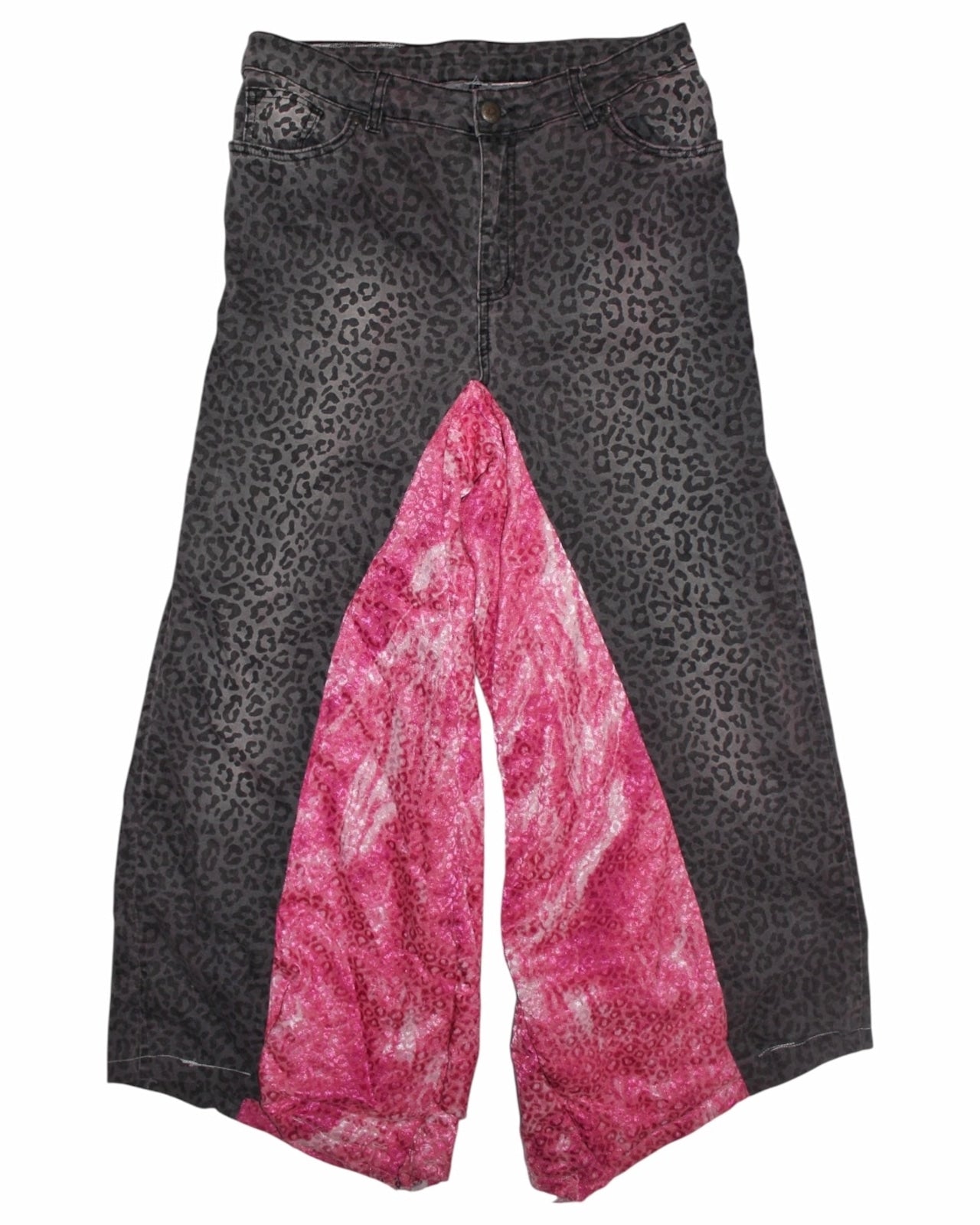 "REALITY ROMANCE" CEETAH HUGE DENIM PANTS