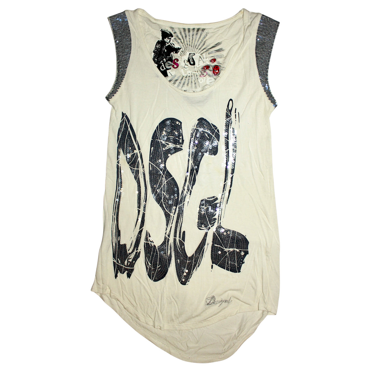 "DESIGUBL" sequined sleeveless top