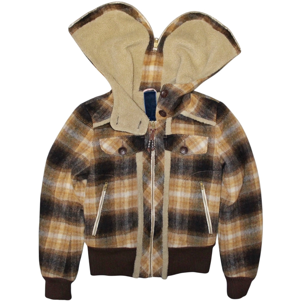 "VINTAGE" hooded checked jacket