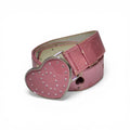 "Pink belt with heart-shaped buckle"