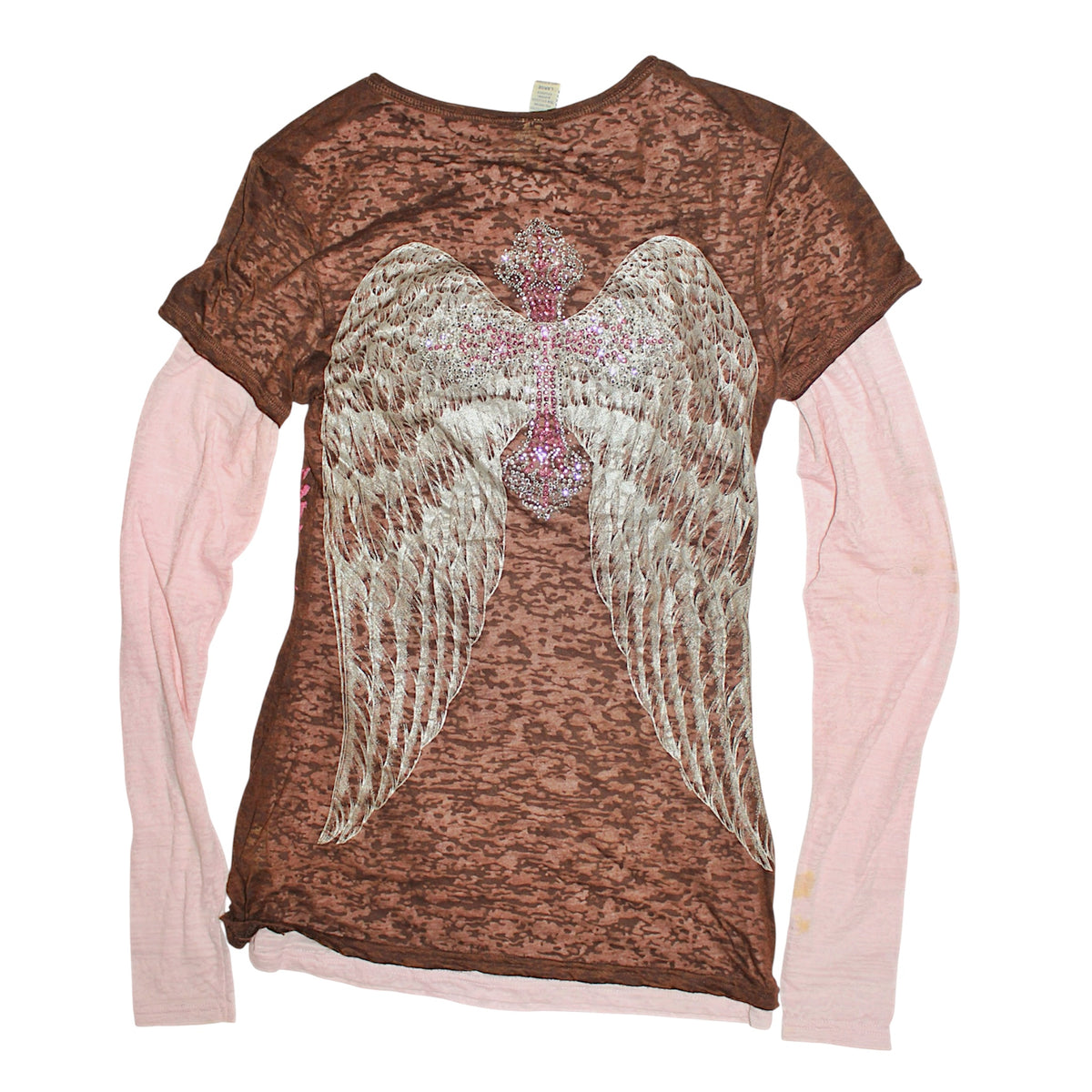 "Vintage" faux layered long-sleeved shirt