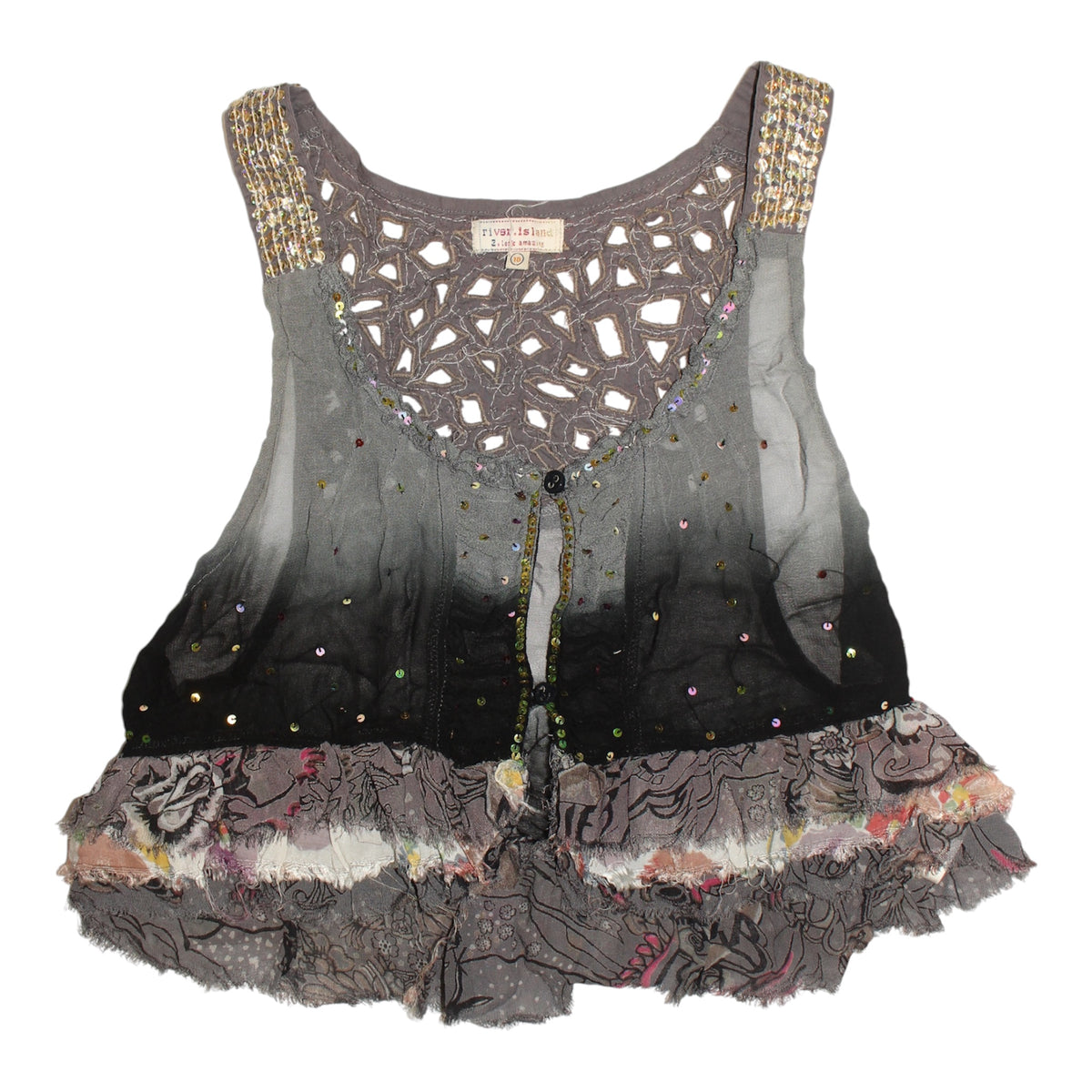 "SEQUINED" lace camisole