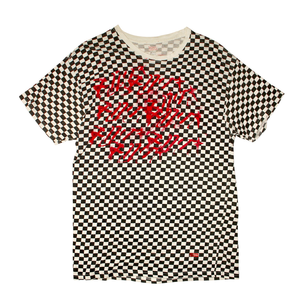 "FUCK×RAYZ" checkered logo t-shirt