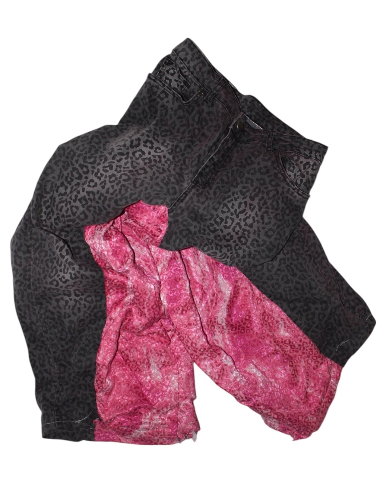 "REALITY ROMANCE" CEETAH HUGE DENIM PANTS