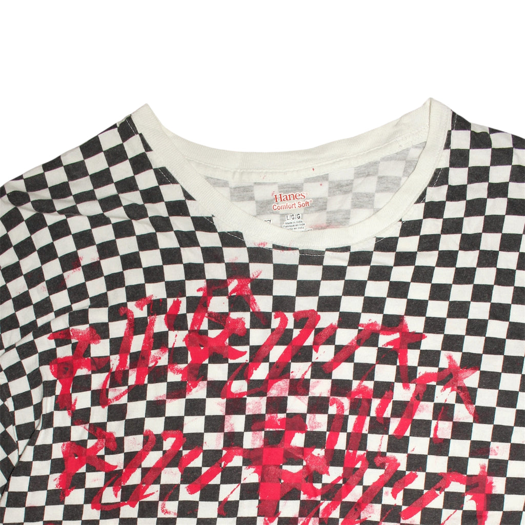 "FUCK×RAYZ" checkered logo t-shirt