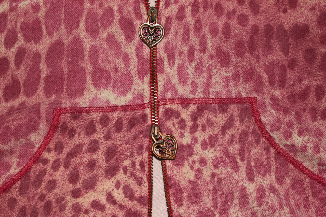 "VINTAGE" Leopard design double zip hoodie