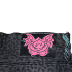 "REALITY ROMANCE" CEETAH HUGE DENIM PANTS