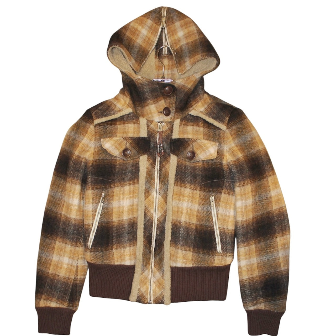 "VINTAGE" hooded checked jacket