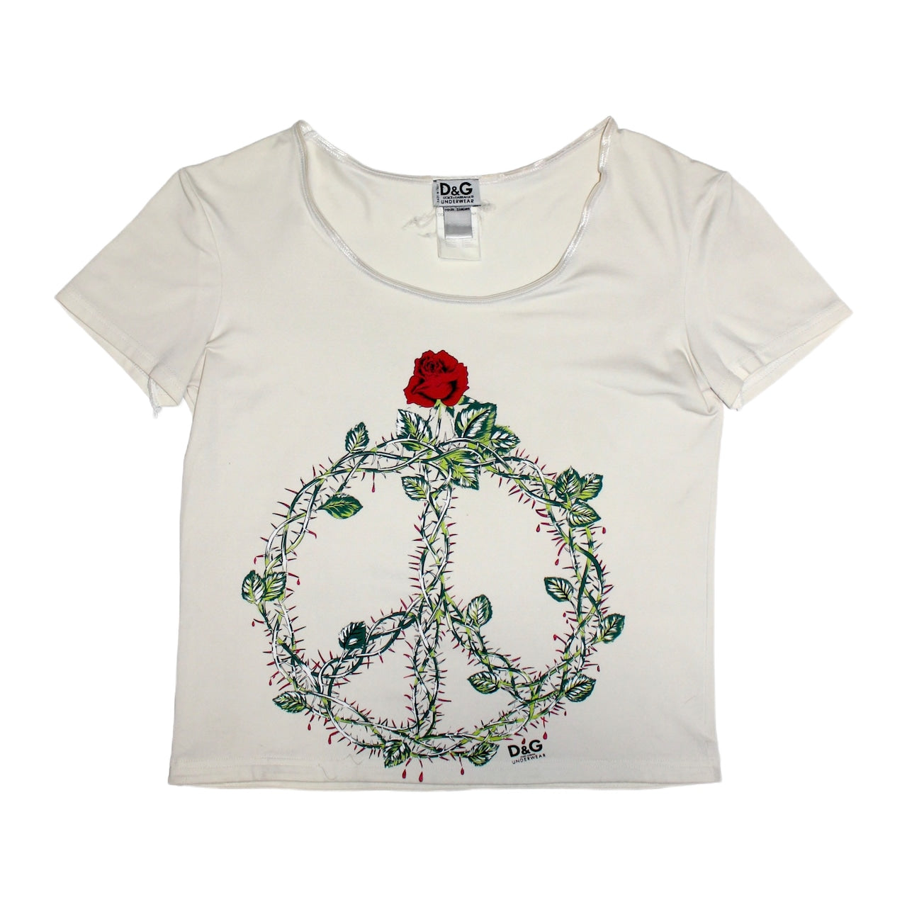 "D&G" print Cropped Length t-shirt