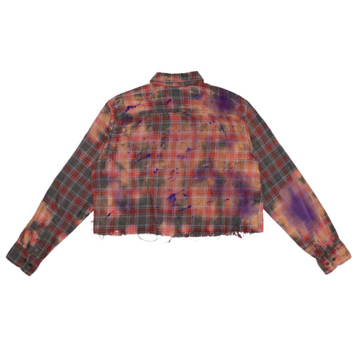 "DAMAGE"paint checkered shirt