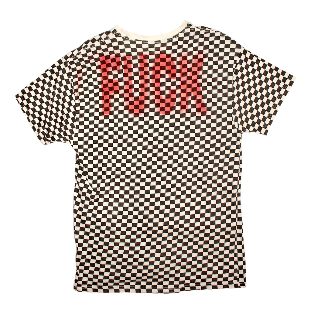 "FUCK×RAYZ" checkered logo t-shirt