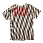 "FUCK×RAYZ" checkered logo t-shirt