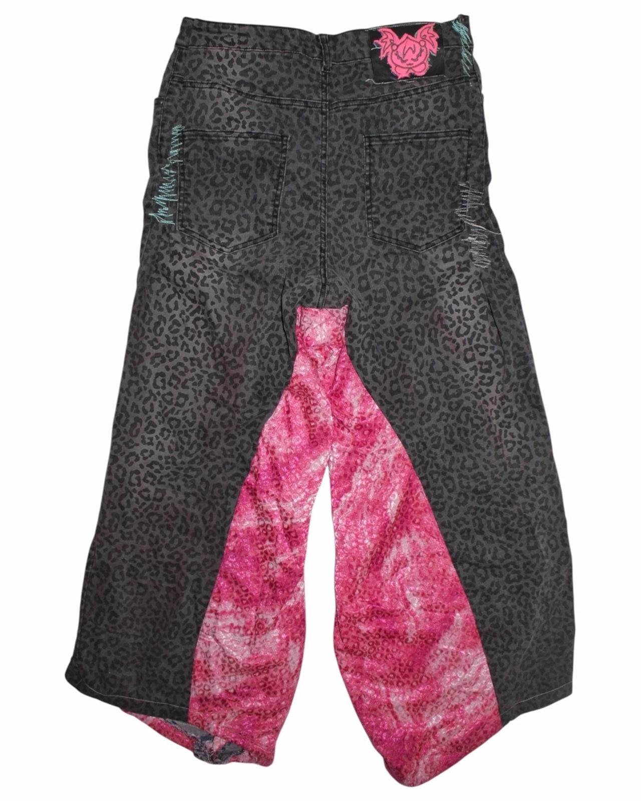 "REALITY ROMANCE" CEETAH HUGE DENIM PANTS