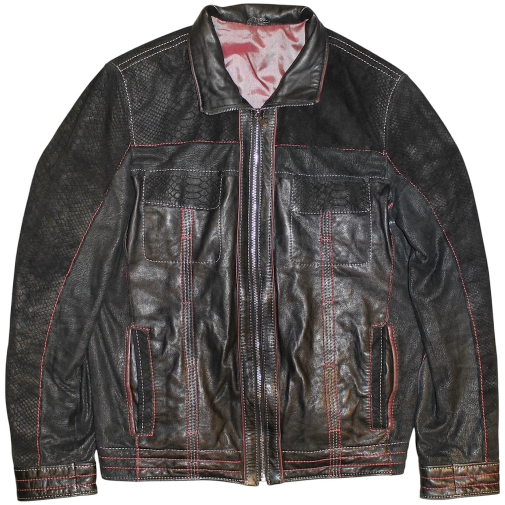 "VINTAGE" red stitched leather jacket